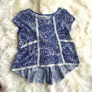 Meadow Rue hi-low semi-sheer blouse